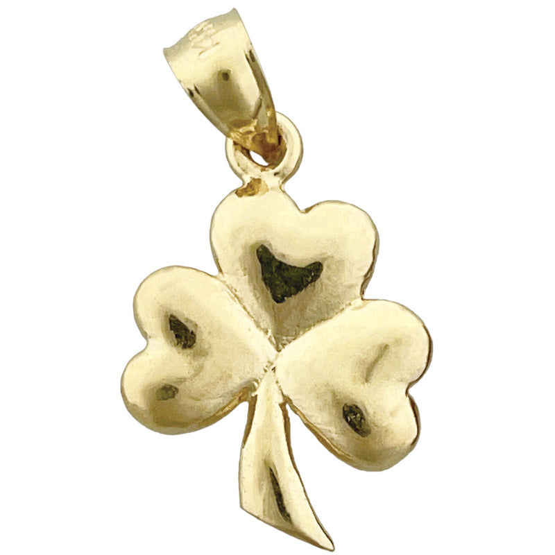 14K Gold 3D Shamrock Charm