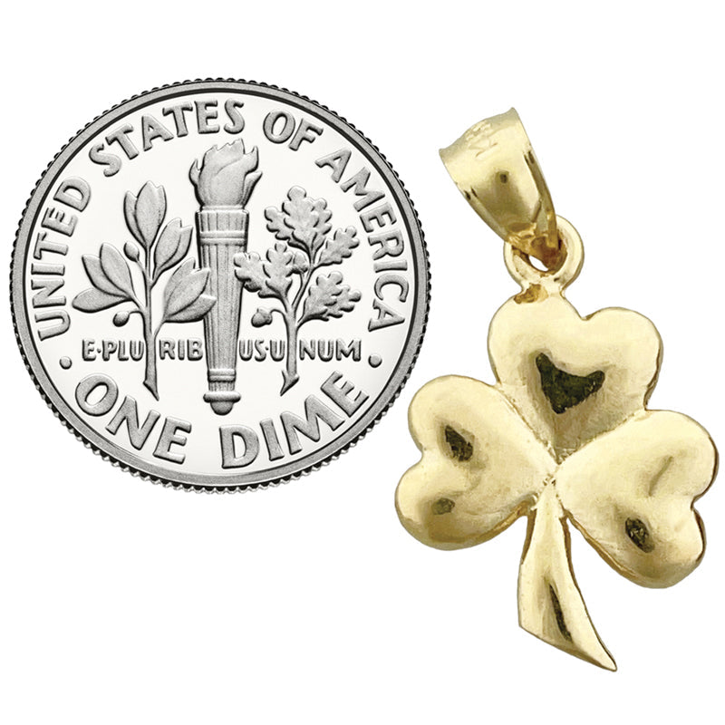 14K Gold 3D Shamrock Charm