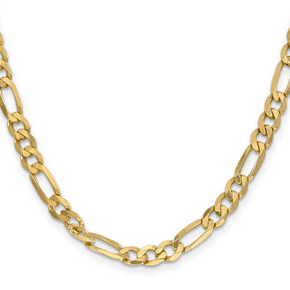 22 Inch 14K Yellow Gold 6.00mm Flat Figaro Chain Necklace