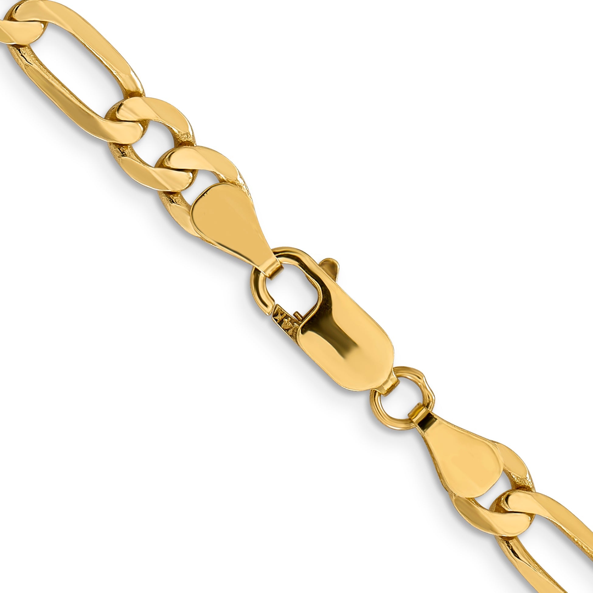 24 Inch 14K Yellow Gold 6.00mm Flat Figaro Chain Necklace