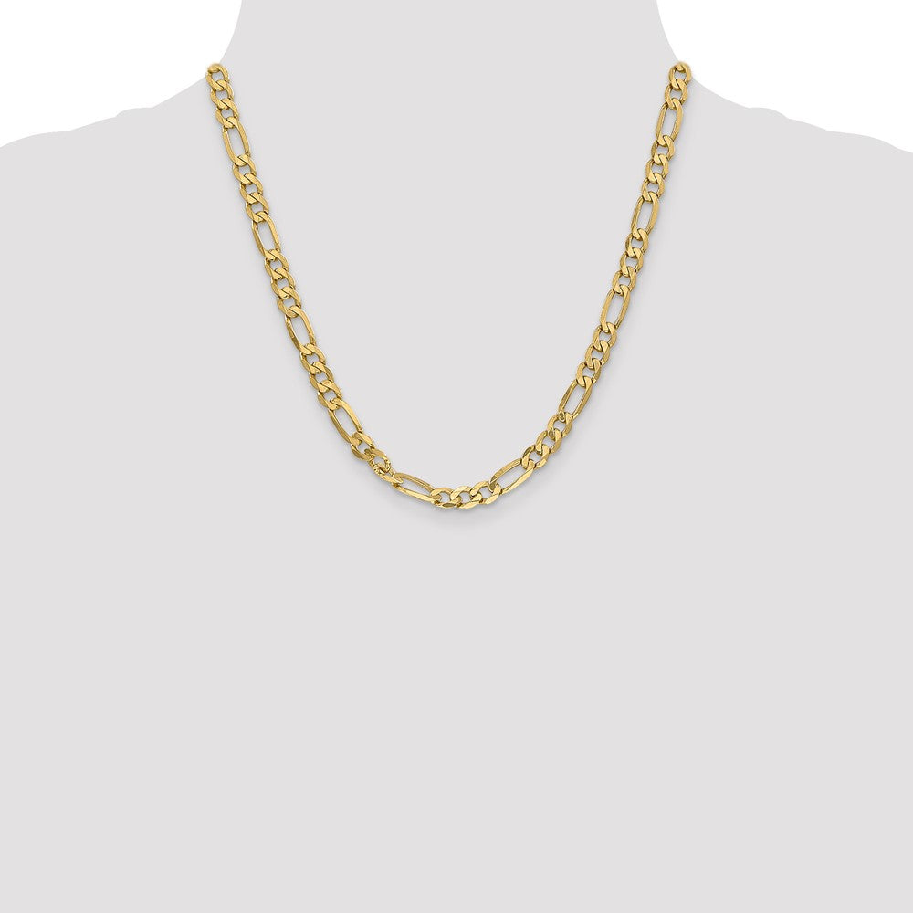 2 Inch 14K Yellow Gold 6.00mm Flat Figaro Chain Necklace