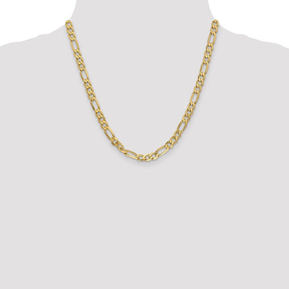 2 Inch 14K Yellow Gold 6.00mm Flat Figaro Chain Necklace