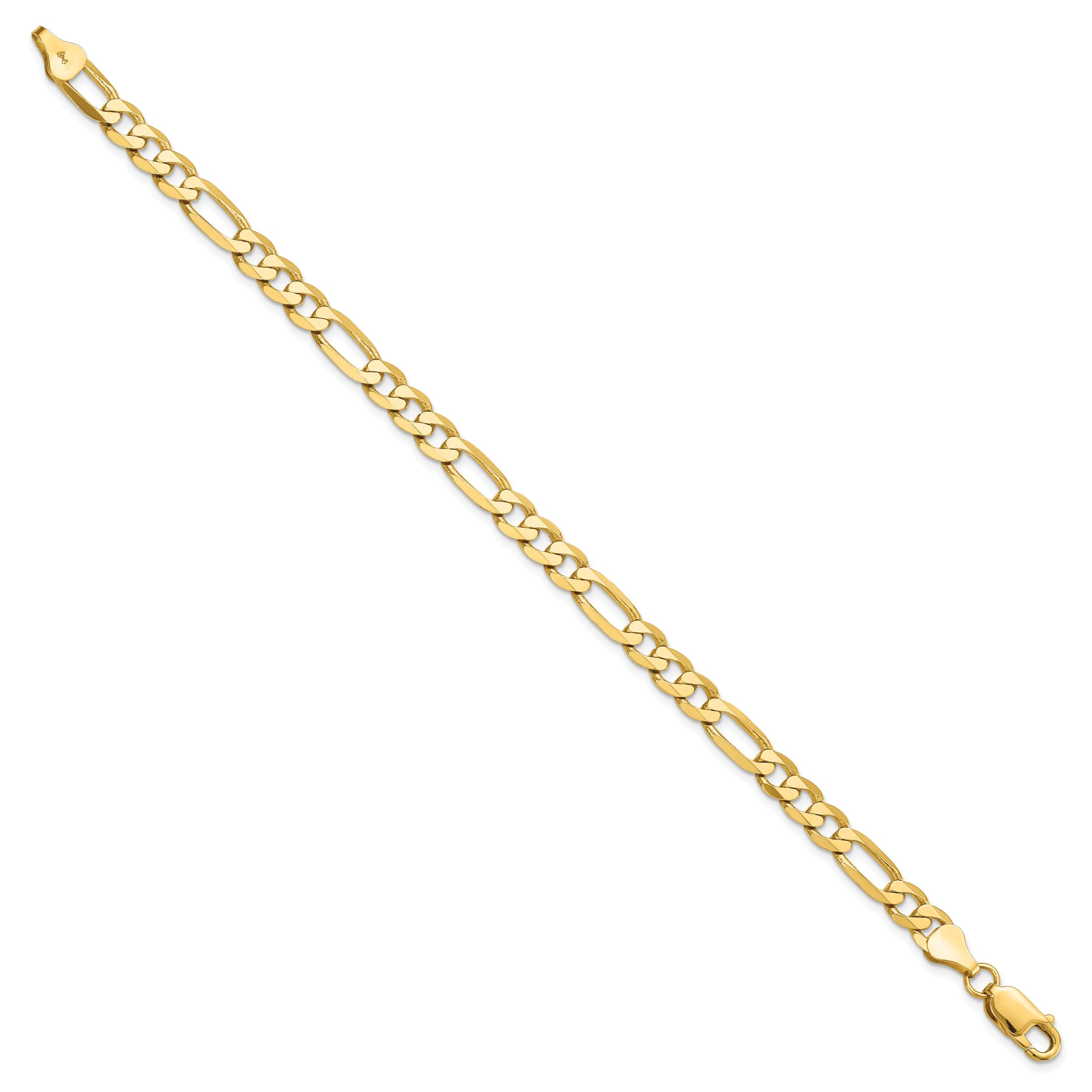 7 Inch 14K 6.00mm Flat Figaro Chain Bracelet