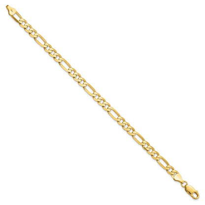 7 Inch 14K 6.00mm Flat Figaro Chain Bracelet