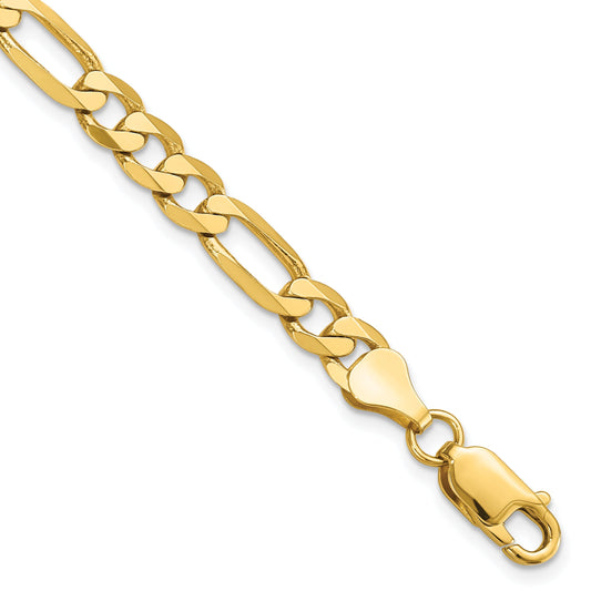 7 Inch 14K 6.00mm Flat Figaro Chain Bracelet