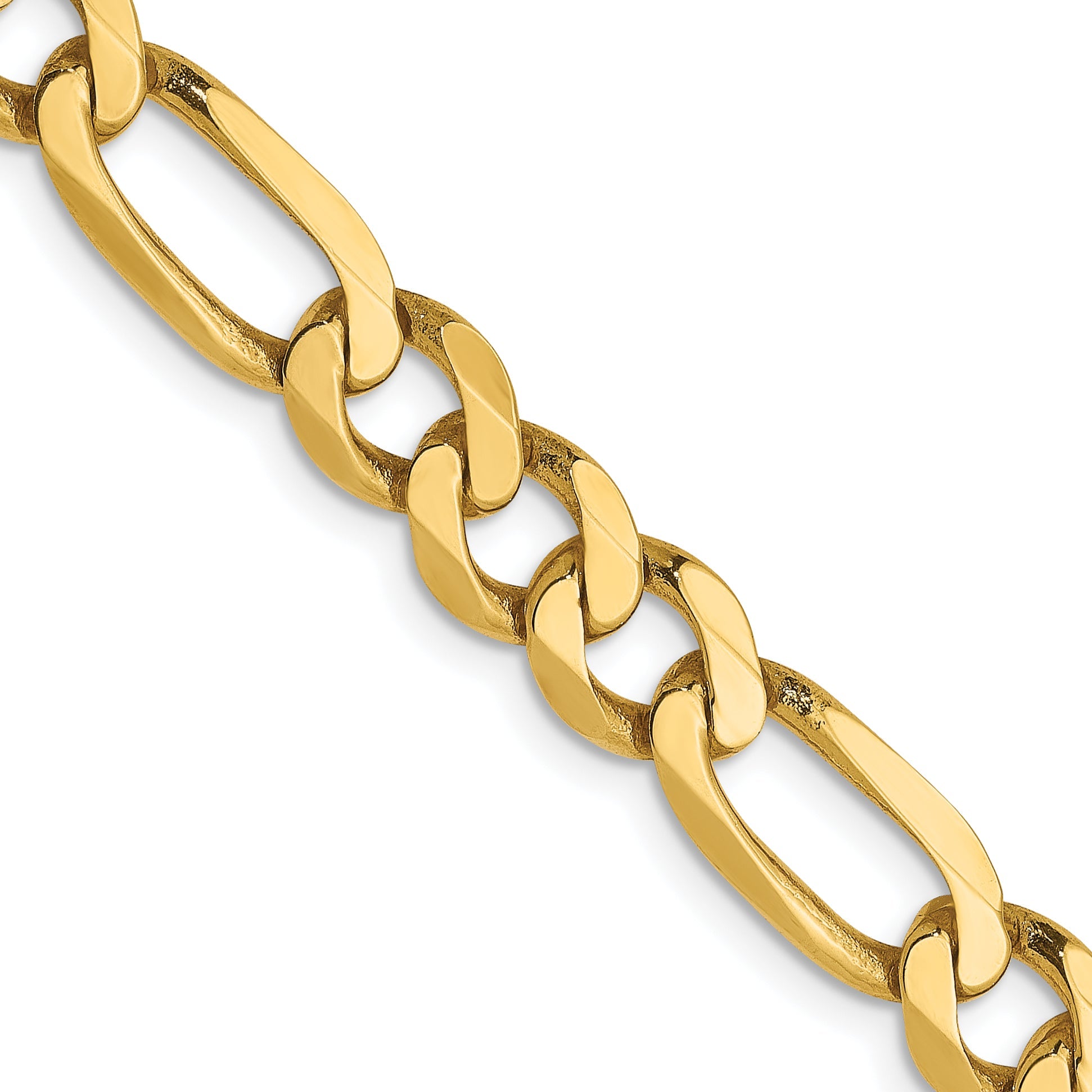 24 Inch 14K Yellow Gold 6.00mm Flat Figaro Chain Necklace