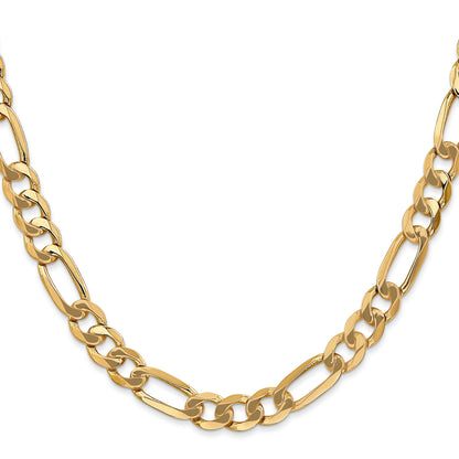 20 Inch 14K 7mm Flat Figaro Chain Necklace