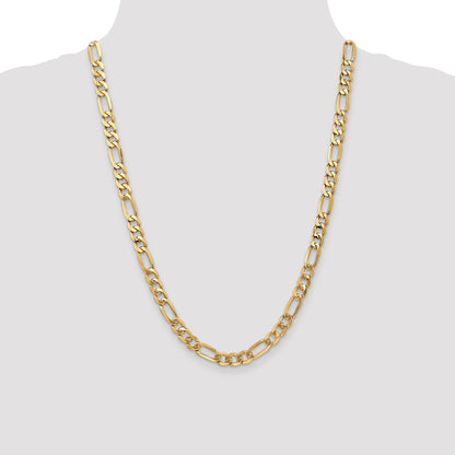 24 Inch 14K 7mm Flat Figaro Chain Necklace
