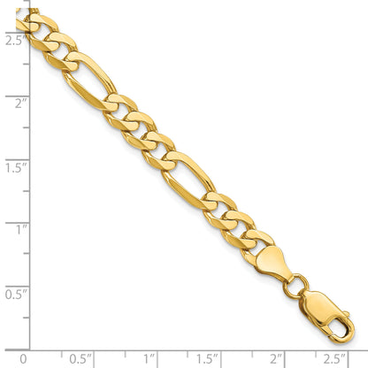 9 Inch 14K Yellow Gold 7mm Flat Figaro Chain Bracelet