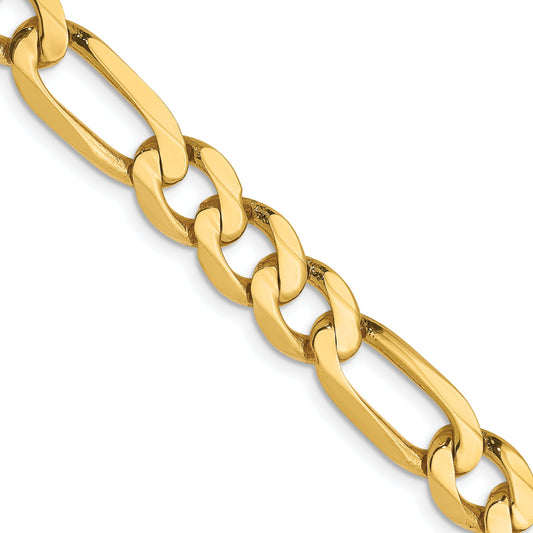 20 Inch 14K 7mm Flat Figaro Chain Necklace