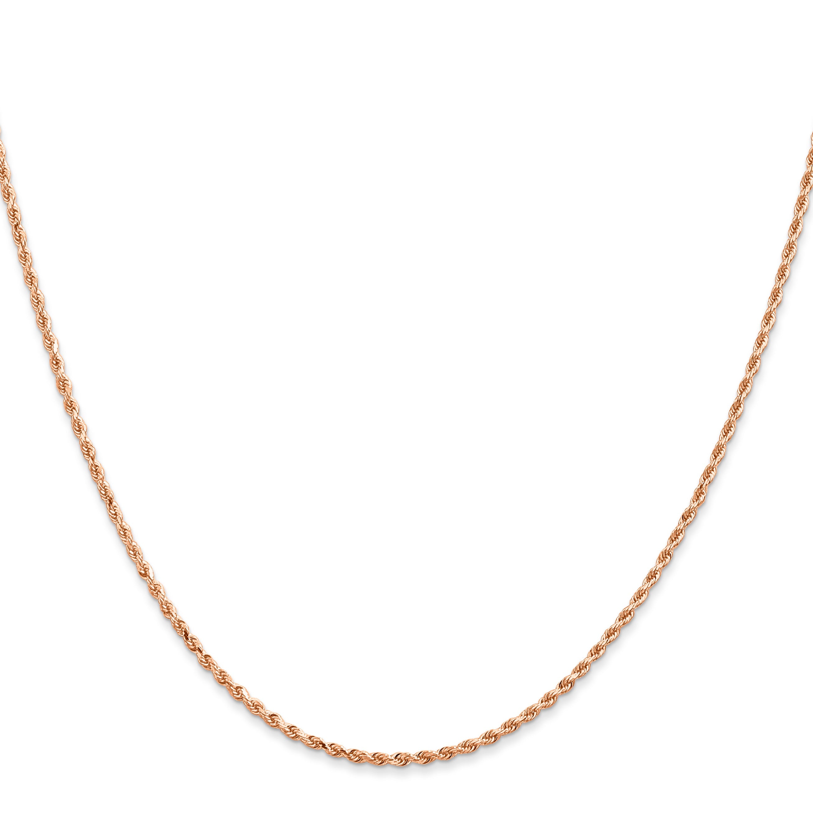 18 Inch 14K Rose Gold 1.5mm Diamond-Cut Rope Chain Necklace