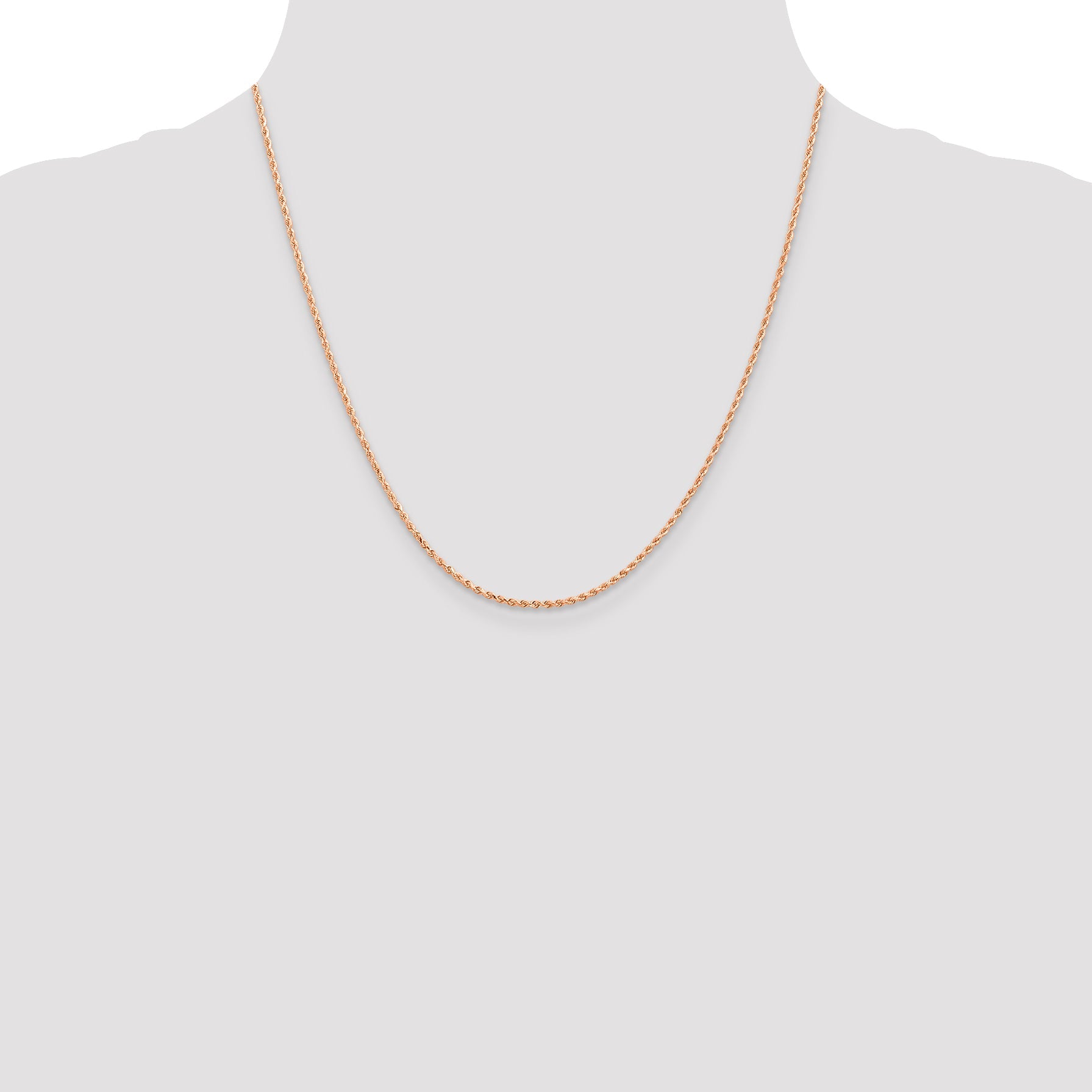 20 Inch 14K Rose Gold 1.5mm Diamond-Cut Rope Chain Necklace