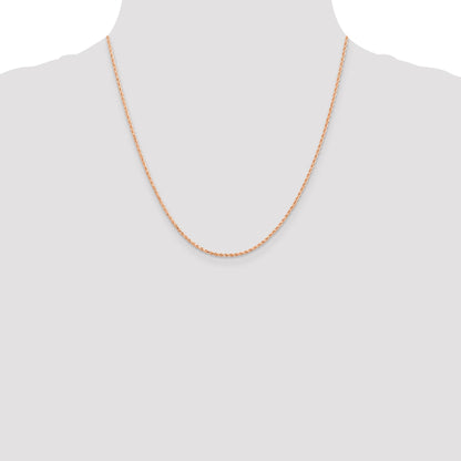 20 Inch 14K Rose Gold 1.5mm Diamond-Cut Rope Chain Necklace