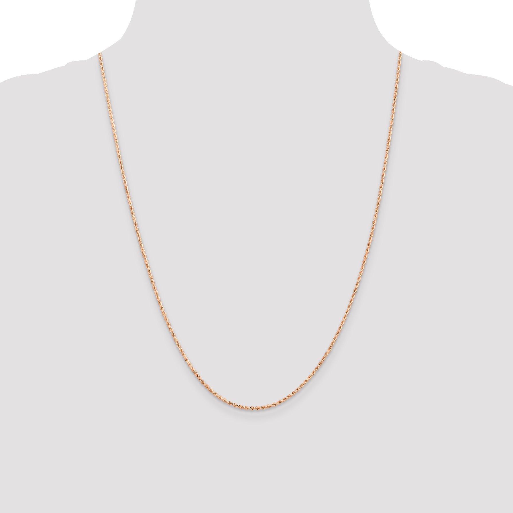 24 Inch 14K Rose Gold 1.5mm Diamond-Cut Rope Chain Necklace