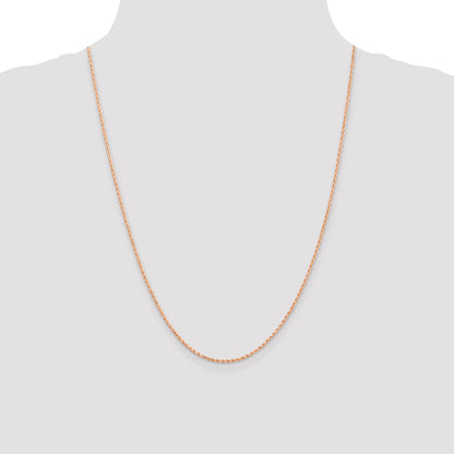 24 Inch 14K Rose Gold 1.5mm Diamond-Cut Rope Chain Necklace