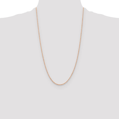26 Inch 14K Rose Gold 1.5mm Diamond Cut Rope Chain Necklace