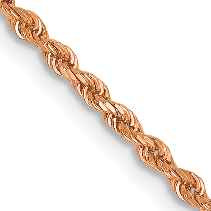 20 Inch 14K Rose Gold 1.5mm Diamond-Cut Rope Chain Necklace