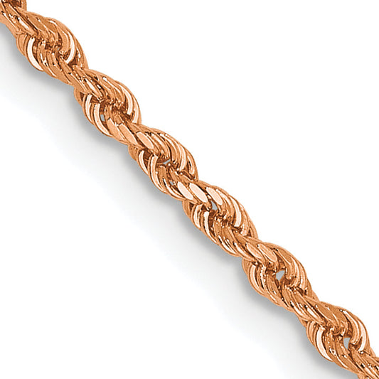 24 Inch 14K Rose Gold 1.5mm Diamond-Cut Rope Chain Necklace