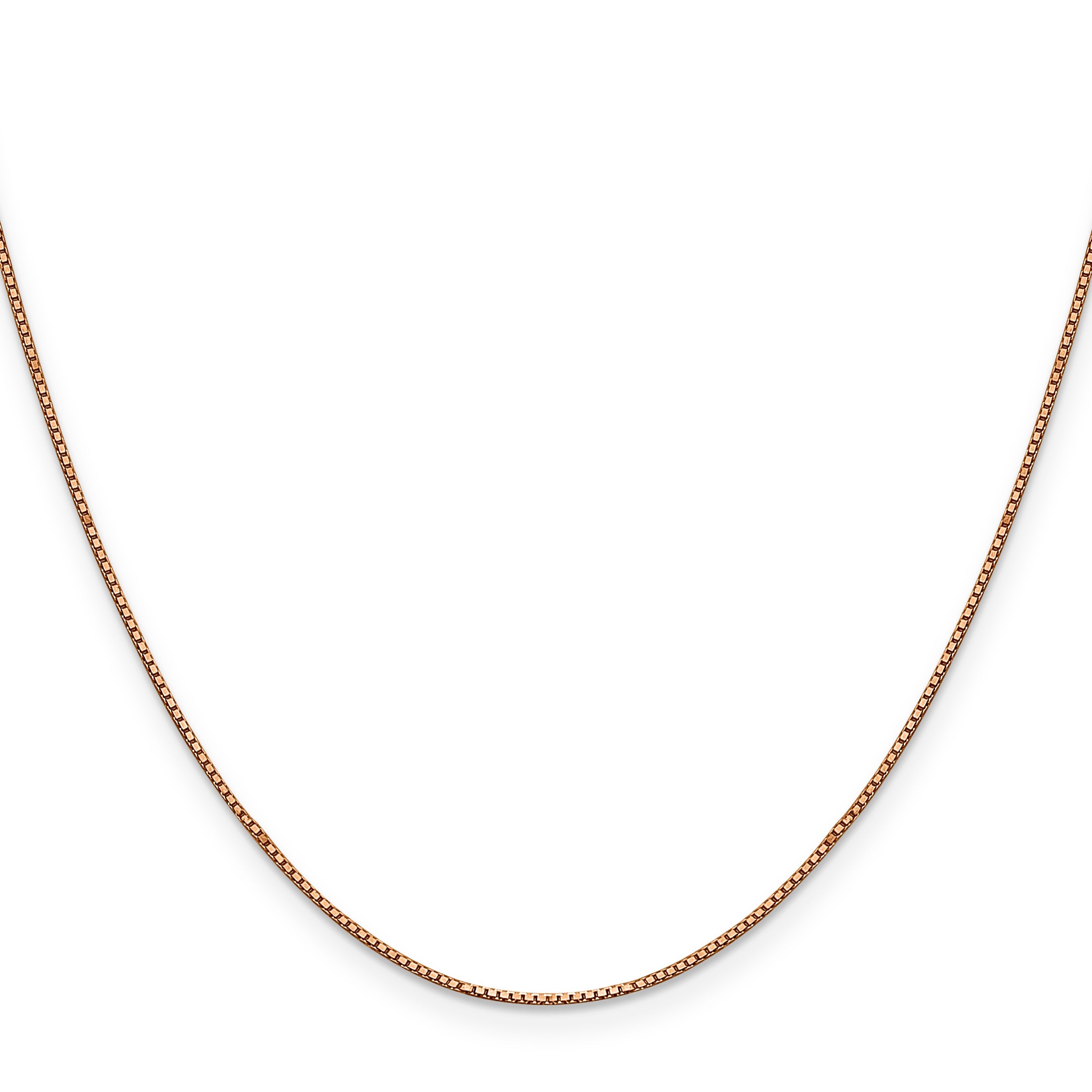 24 Inch 14K Rose Gold .8mm Box With Lobster Clasp Chain Necklace