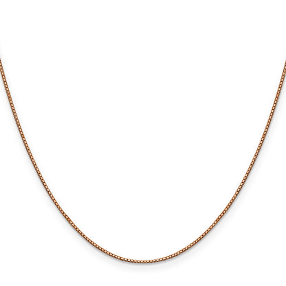 18 Inch 14K Rose Gold .8mm Box With Lobster Clasp Chain Necklace