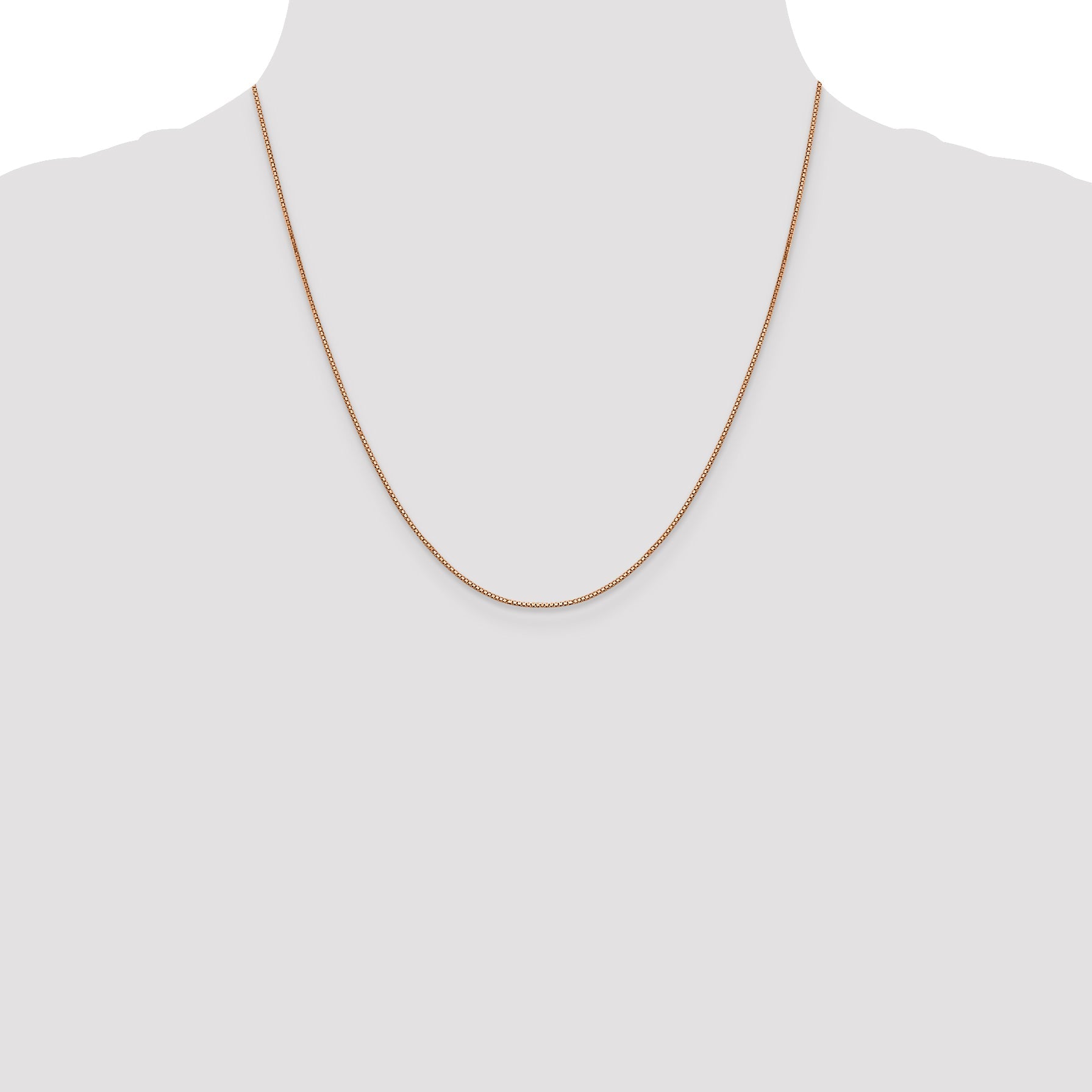 20 Inch 14K Rose Gold .8mm Box With Lobster Clasp Chain Necklace