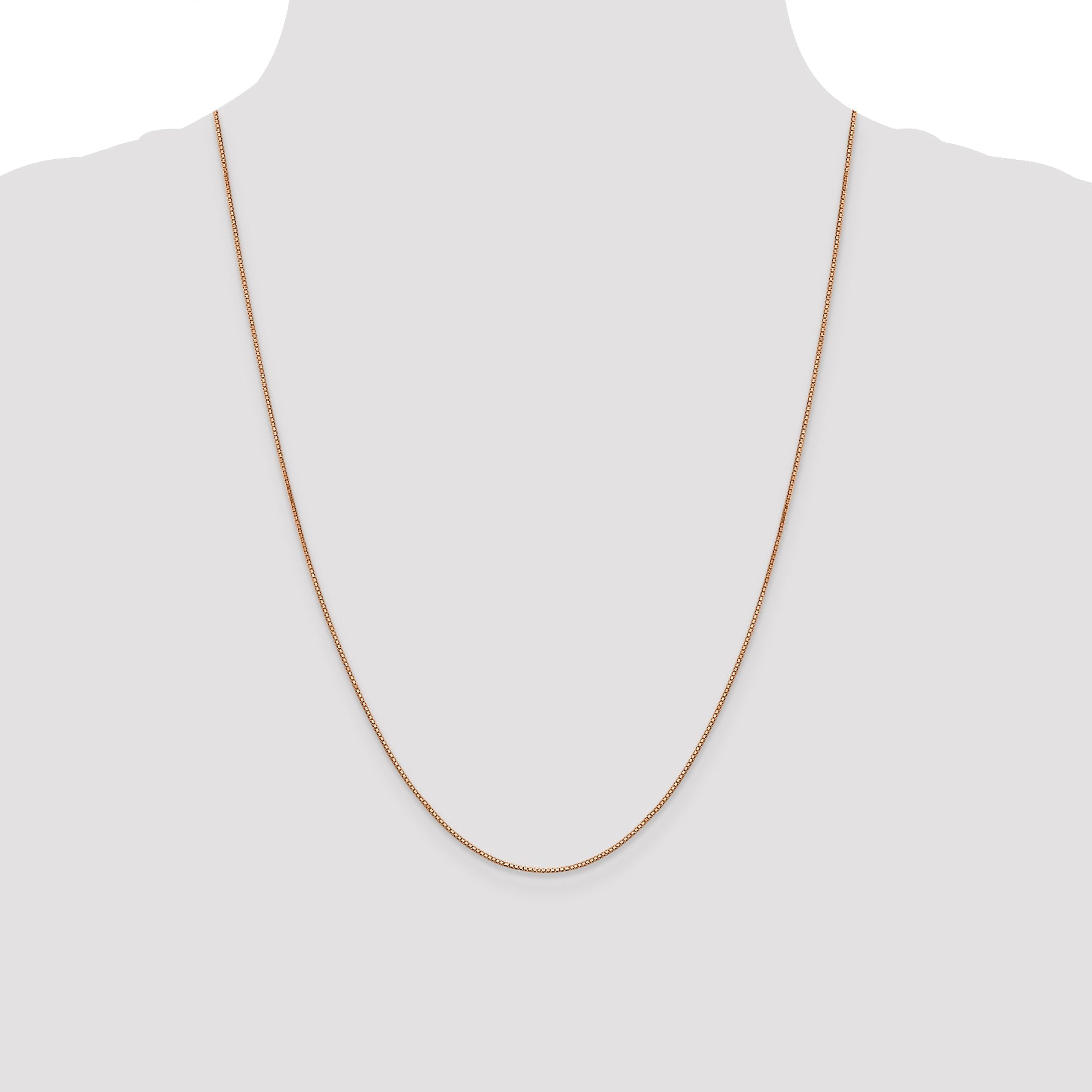 24 Inch 14K Rose Gold .8mm Box With Lobster Clasp Chain Necklace
