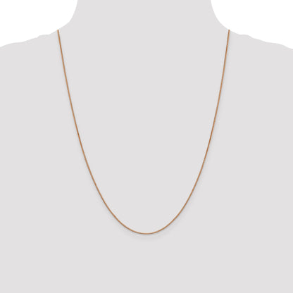 24 Inch 14K Rose Gold .8mm Box With Lobster Clasp Chain Necklace