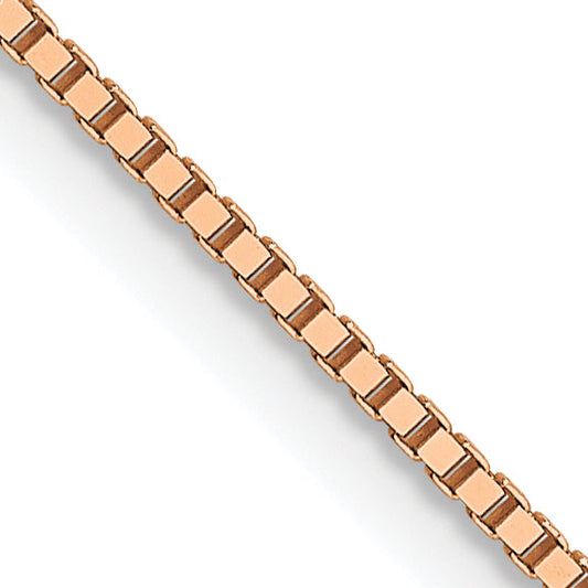 22 Inch 14K Rose Gold .8mm Box With Lobster Clasp Chain Necklace