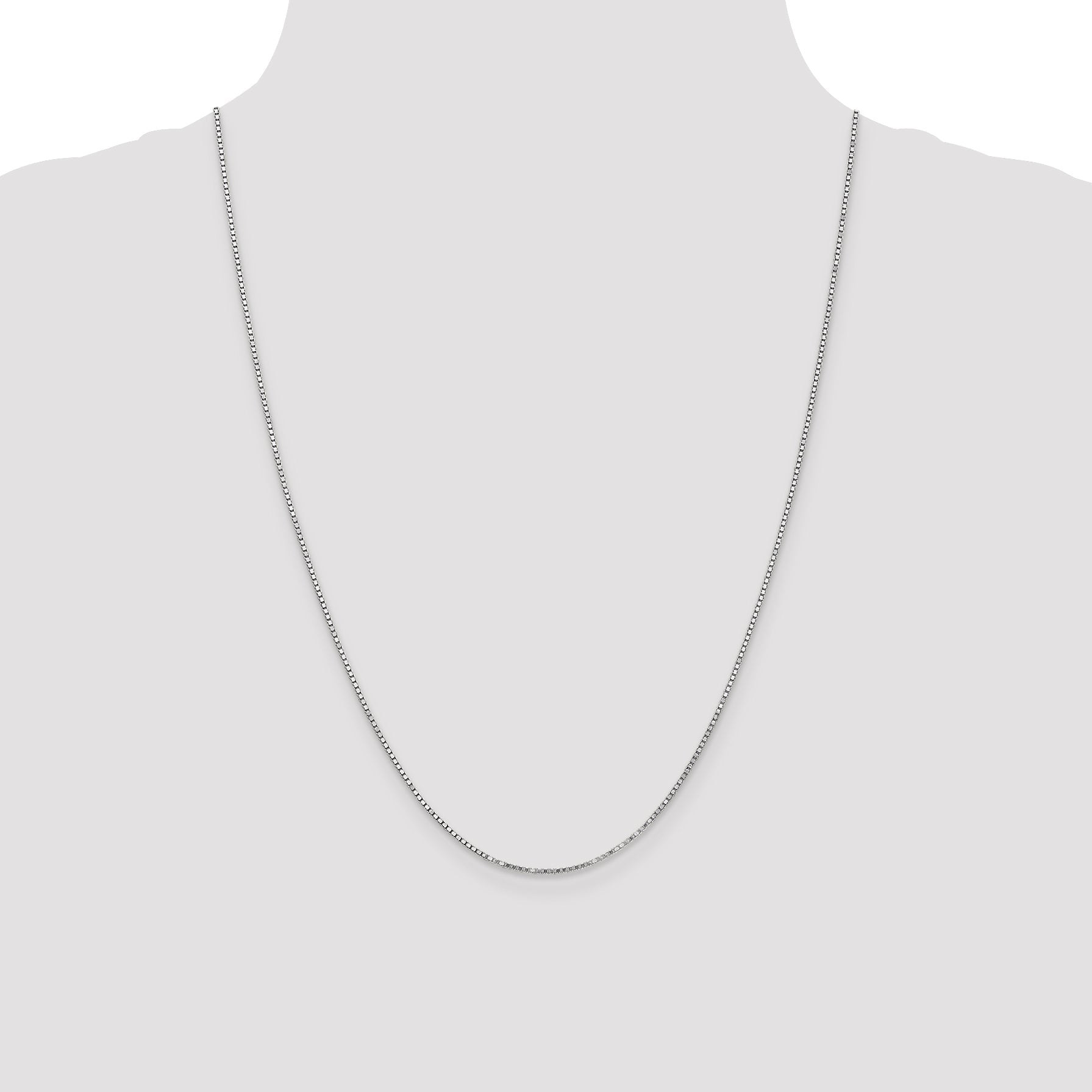 24 Inch 14K White Gold 1.3mm Box Chain Necklace