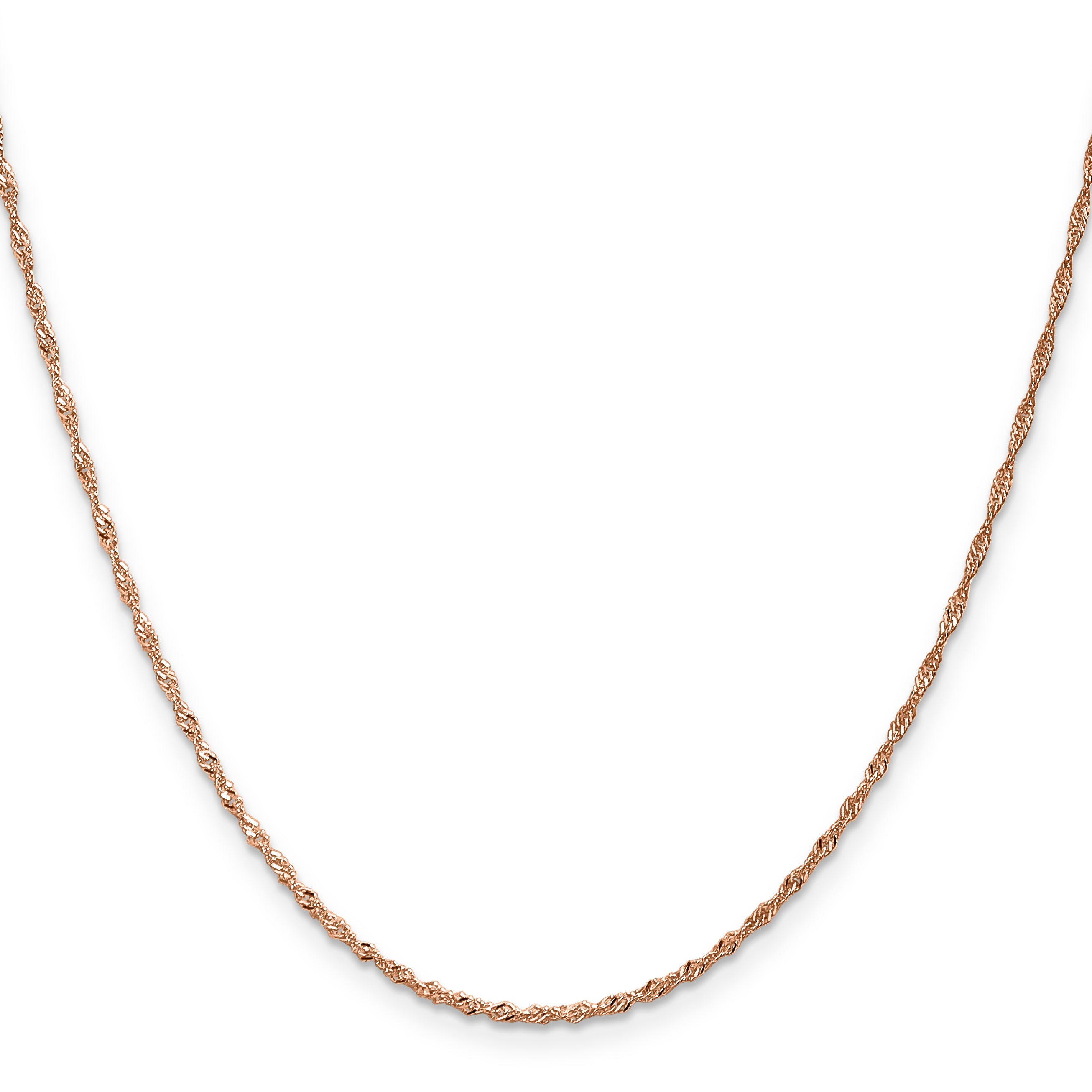18 Inch 14K Rose Gold 1mm Singapore With Lobster Clasp Chain Necklace