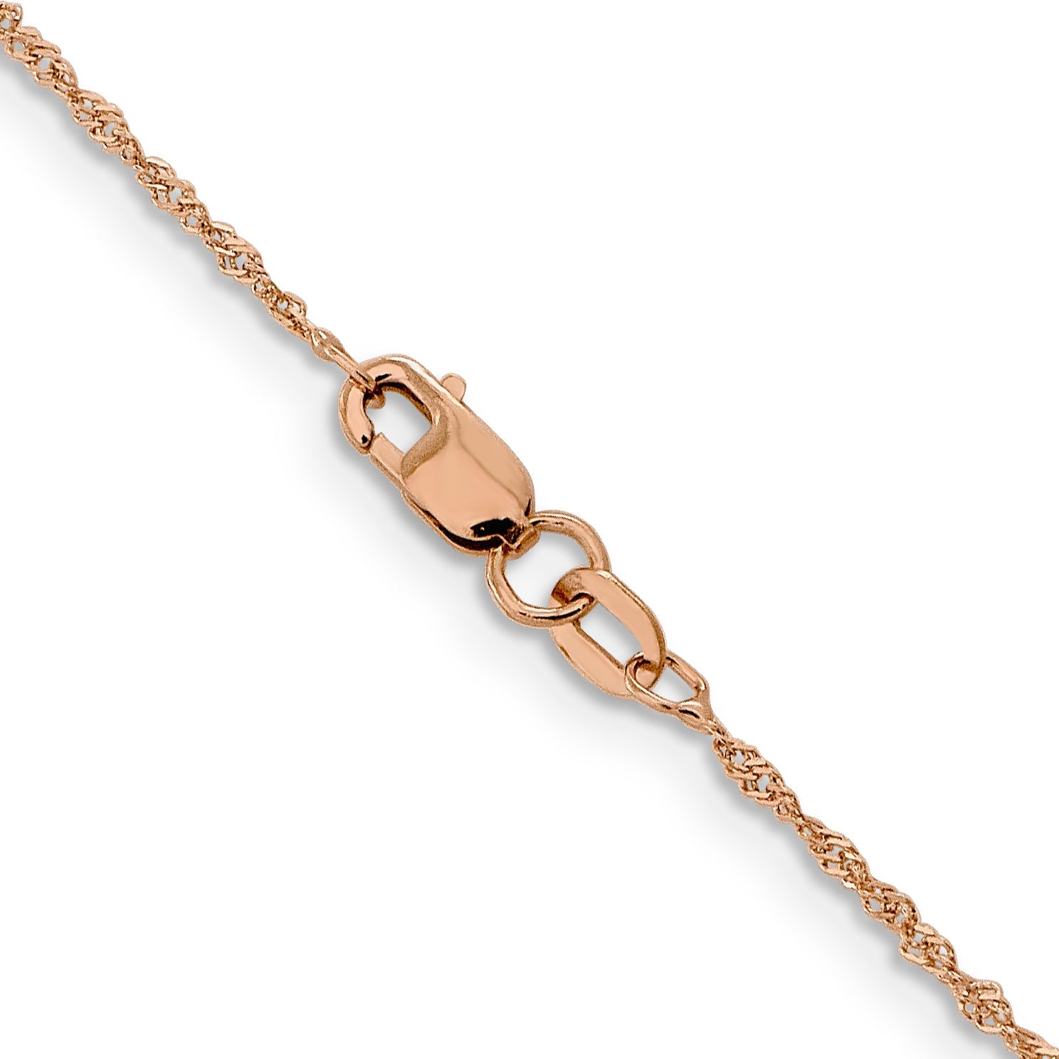 20 Inch 14K Rose Gold 1mm Singapore With Lobster Clasp Chain Necklace