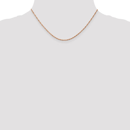 16 Inch 14K Rose Gold 1mm Singapore With Lobster Clasp Chain Necklace