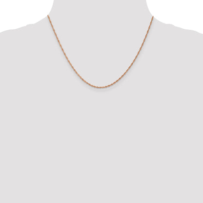 18 Inch 14K Rose Gold 1mm Singapore With Lobster Clasp Chain Necklace