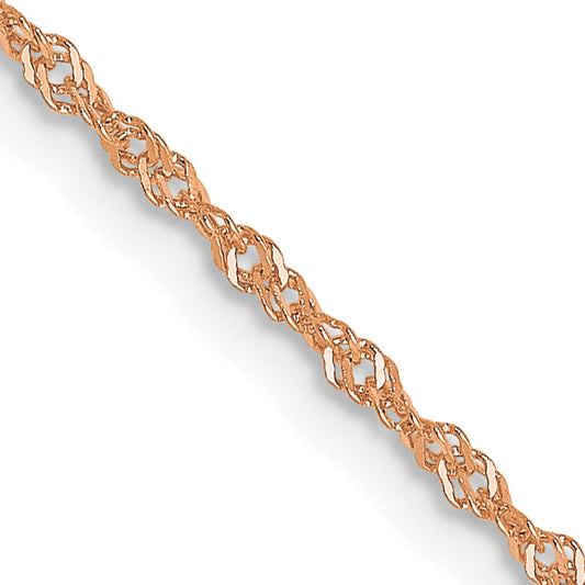 24 Inch 14K Rose Gold 1mm Singapore With Lobster Clasp Chain