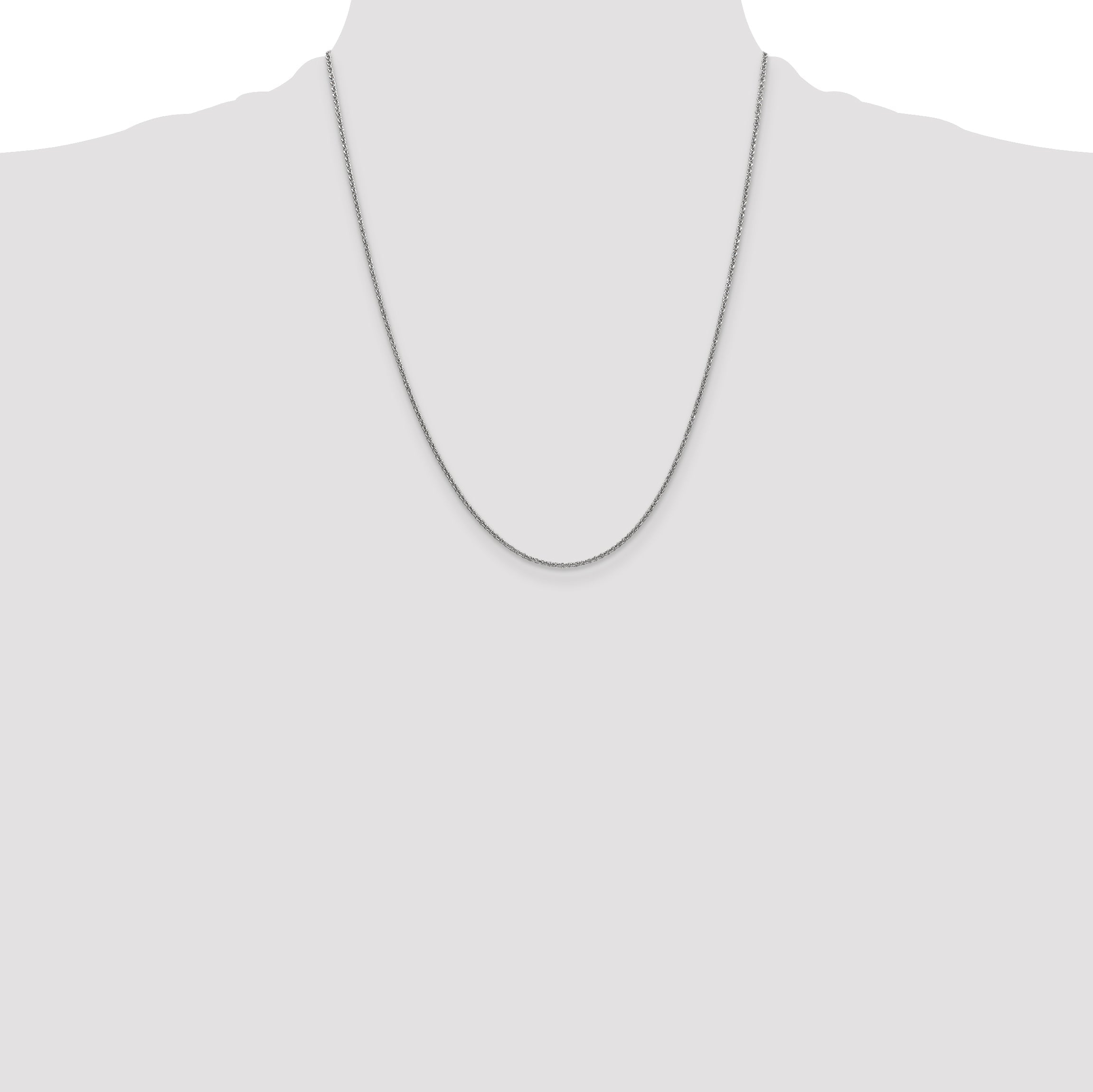 22 Inch 14K White Gold 1.4mm Round Cable Chain Necklace