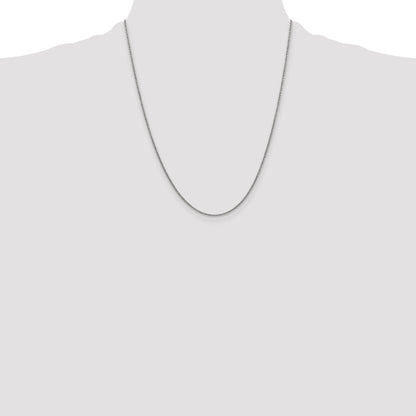 22 Inch 14K White Gold 1.4mm Round Cable Chain Necklace