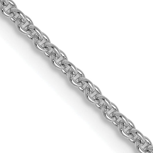 22 Inch 14K White Gold 1.4mm Round Cable Chain Necklace