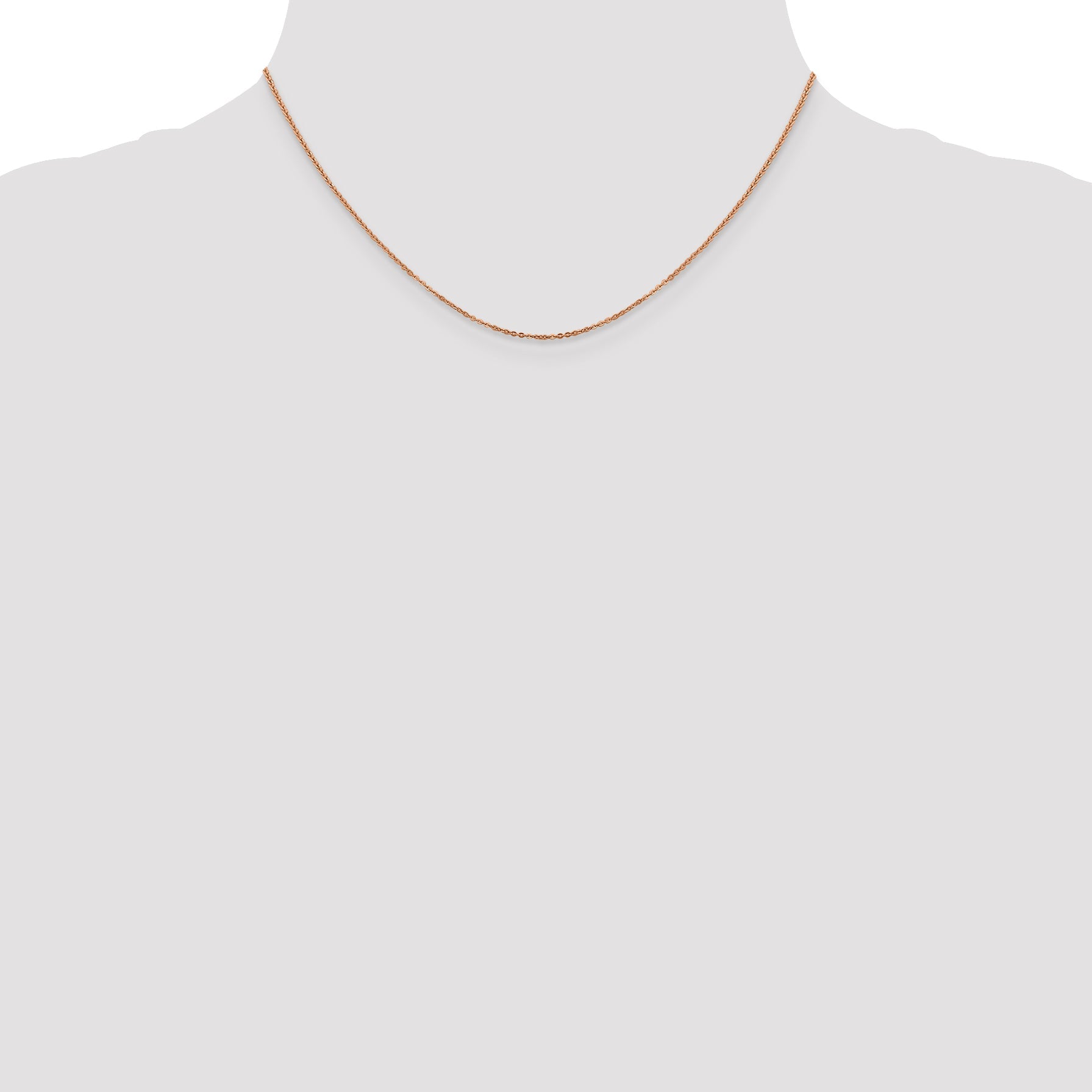16 Inch 14K Rose Gold 1.1mm Flat Cable Chain Necklace