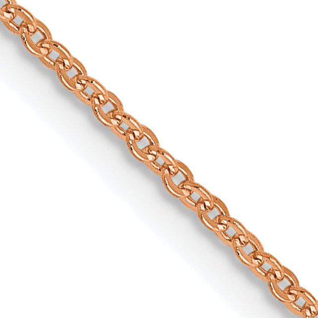 16 Inch 14K Rose Gold 1.1mm Flat Cable Chain Necklace