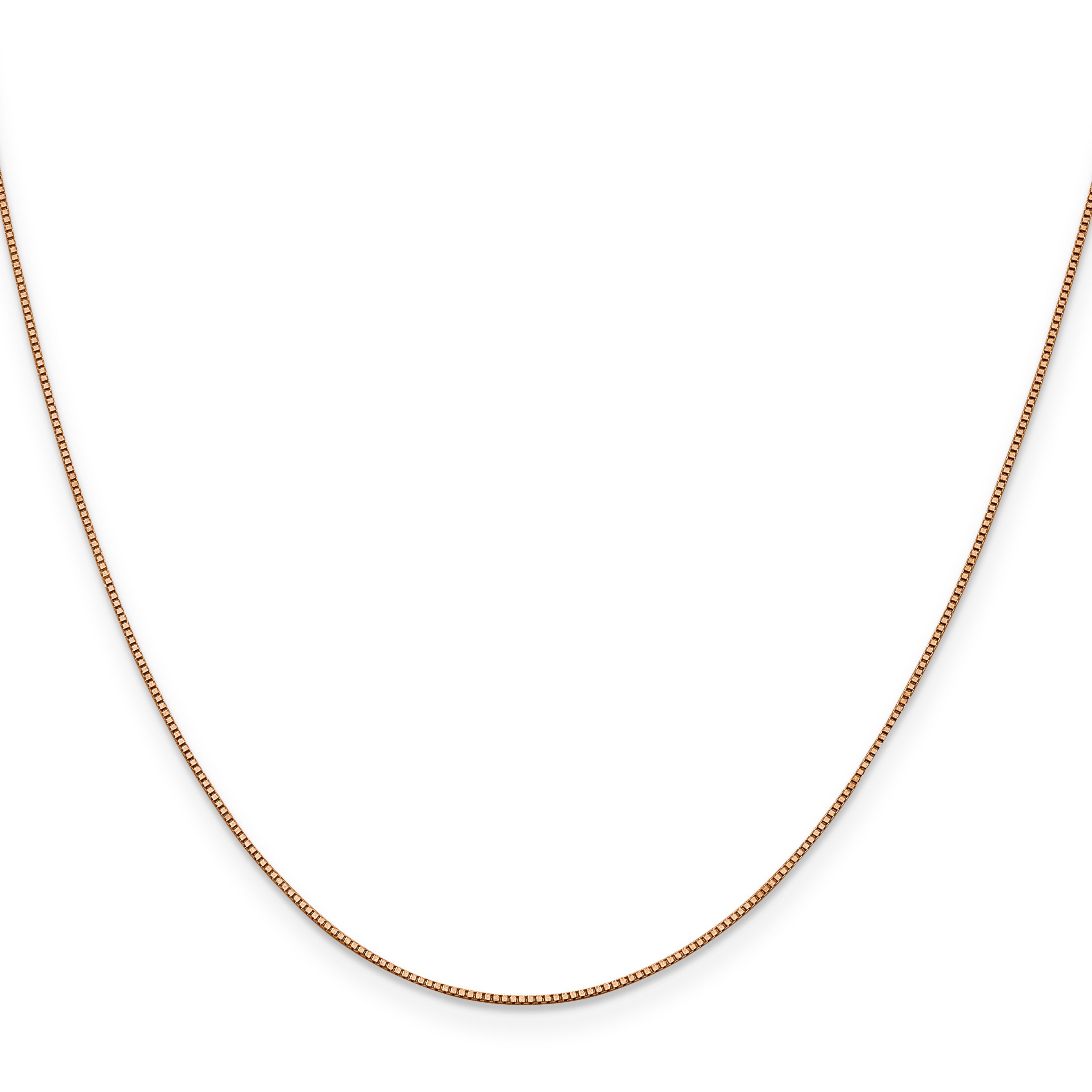 22 Inch 14K Rose Gold .7mm Box With Lobster Clasp Chain Necklace