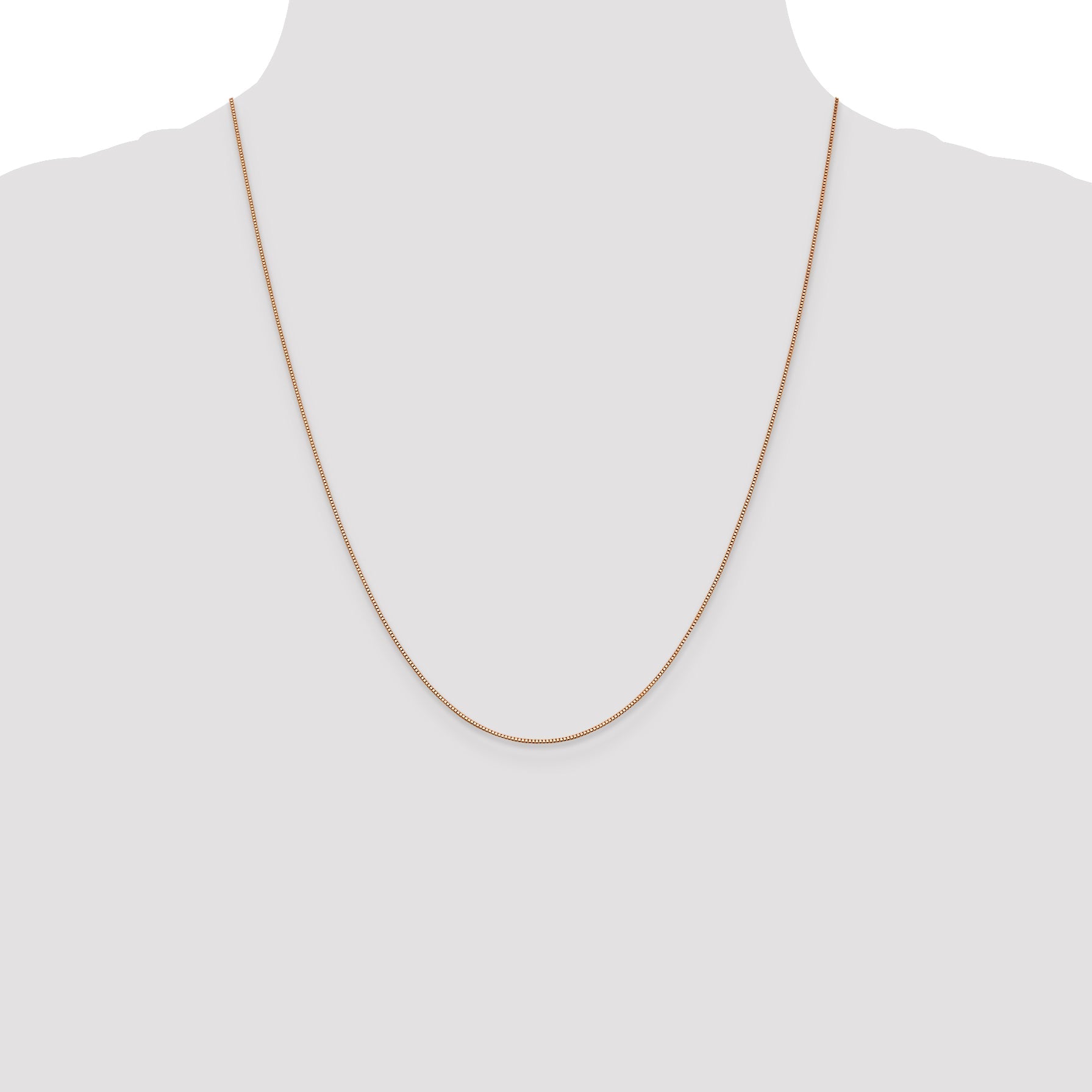 22 Inch 14K Rose Gold .7mm Box With Lobster Clasp Chain Necklace