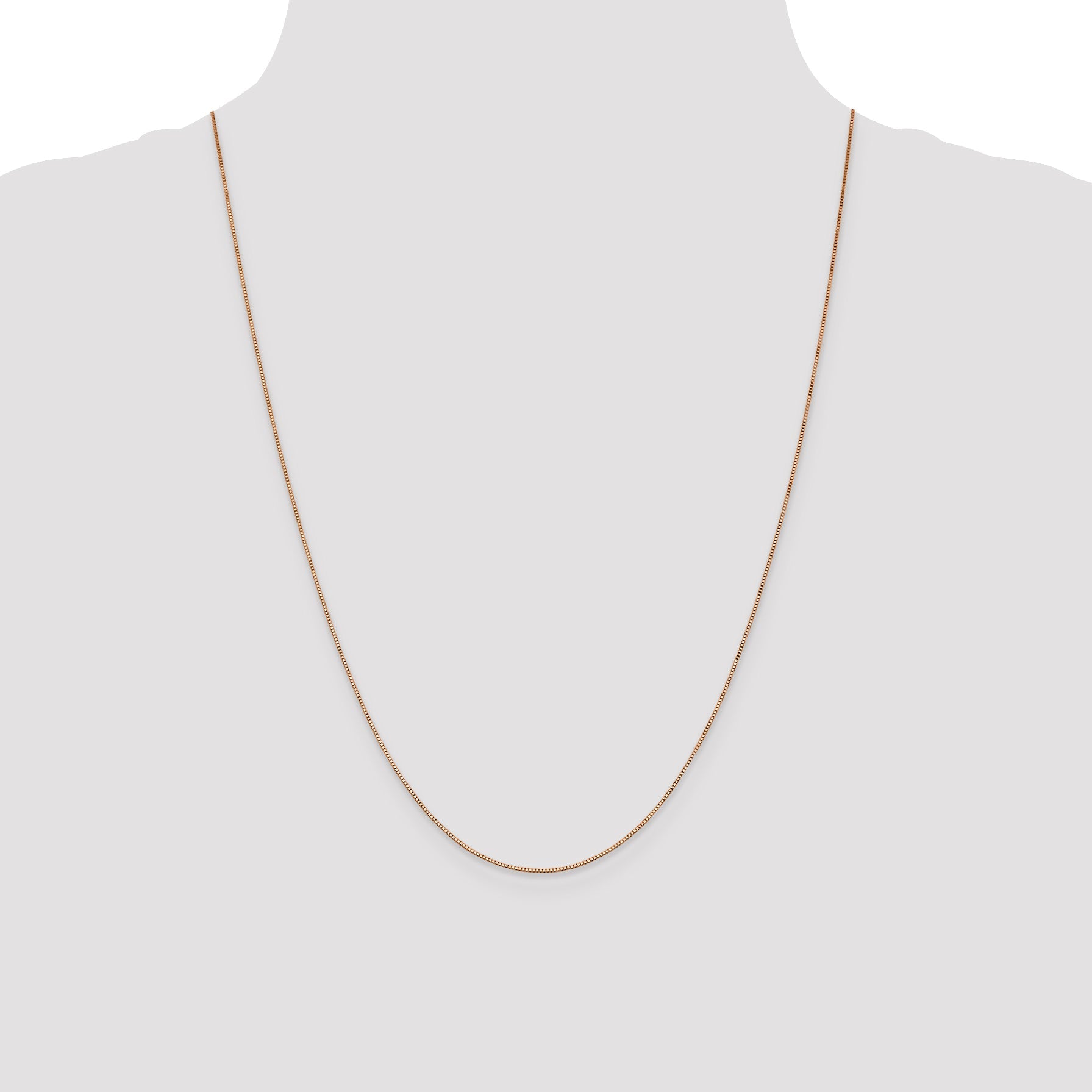 24 Inch 14K Rose Gold .7mm Box With Lobster Clasp Chain Necklace