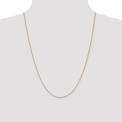 24 Inch 14K Rose Gold .7mm Box With Lobster Clasp Chain Necklace