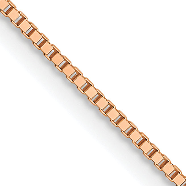 20 Inch 14K Rose Gold .7mm Box With Lobster Clasp Chain Necklace