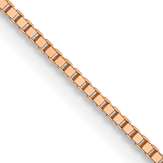 24 Inch 14K Rose Gold .7mm Box With Lobster Clasp Chain Necklace
