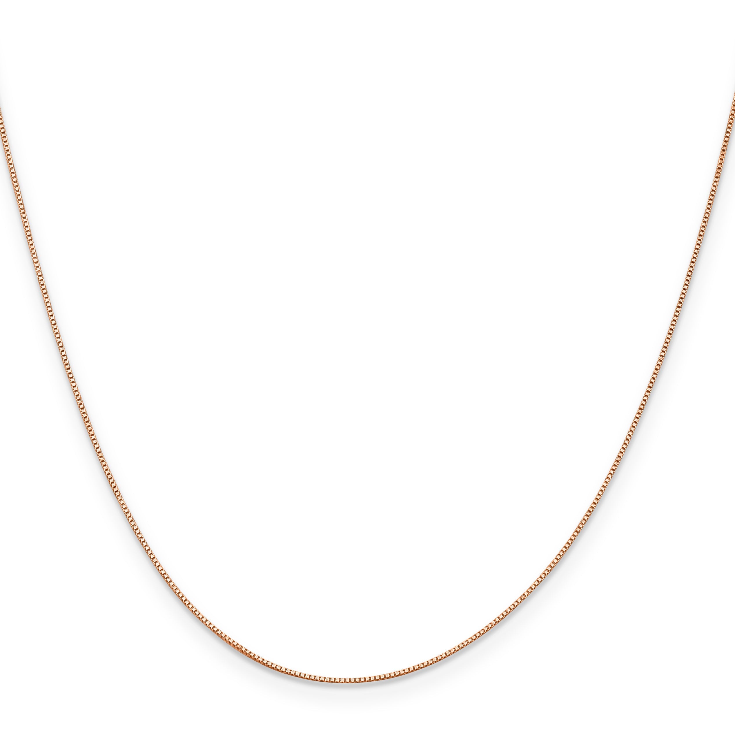 16 Inch 14K Rose Gold .5mm Baby Box With Lobster Clasp Chain Necklace