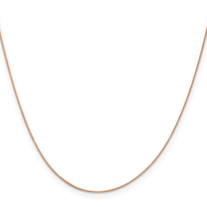 20 Inch 14K Rose Gold .5mm Baby Box With Lobster Clasp Chain Necklace