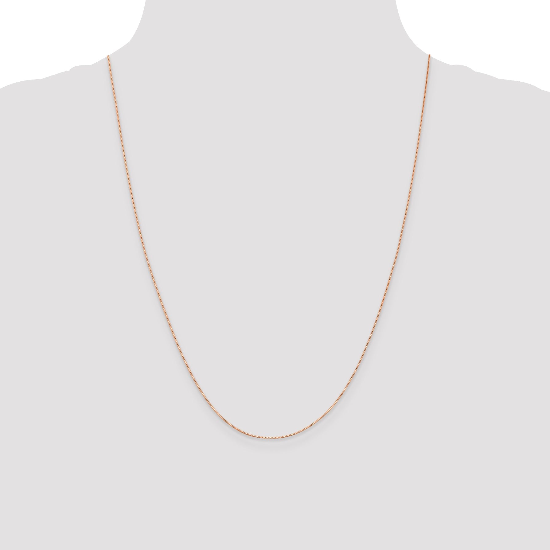 24 Inch 14K Rose Gold .5mm Baby Box With Lobster Clasp Chain Necklace