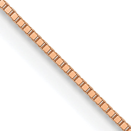 20 Inch 14K Rose Gold .5mm Baby Box With Lobster Clasp Chain Necklace