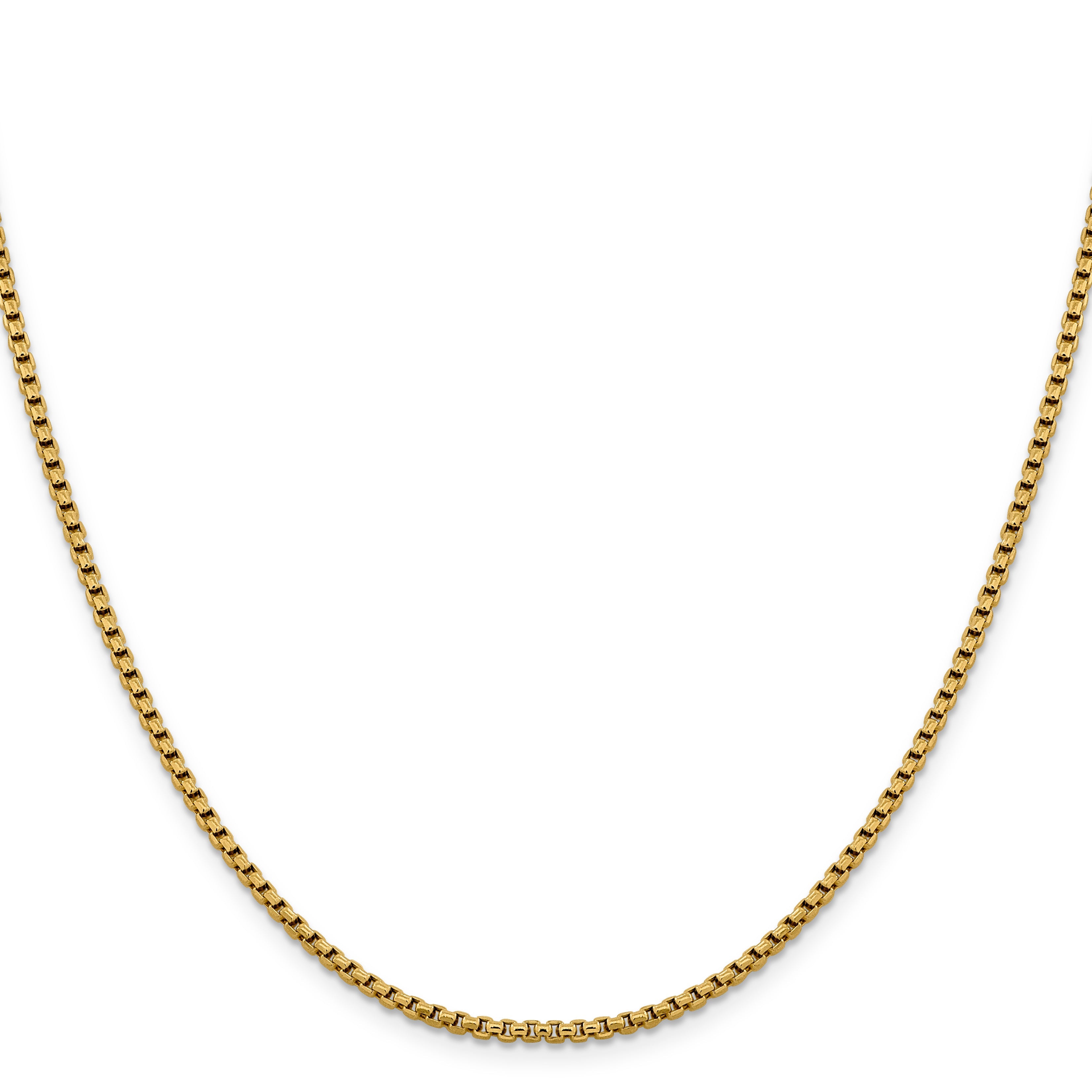 18 Inch 14K 2.4mm Semi-Solid D/C Round Box Chain Necklace